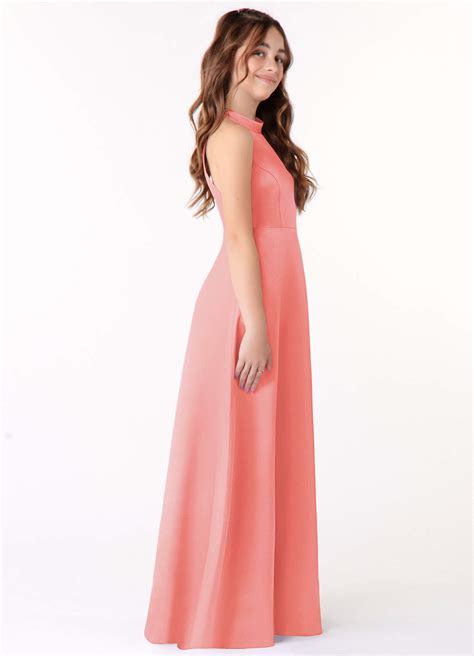 Coral Azazie Laurel JBD Junior Bridesmaid Dresses Azazie