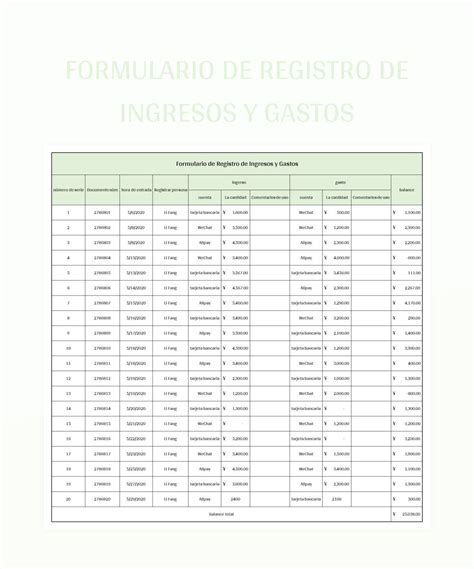 Plantilla De Formato Excel Formulario De Registro De Ingresos Y Gastos