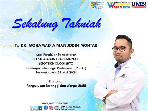 Ucapan Tahniah Ts Dr Mohamad Aimanuddin Mohtar Ukm Medical