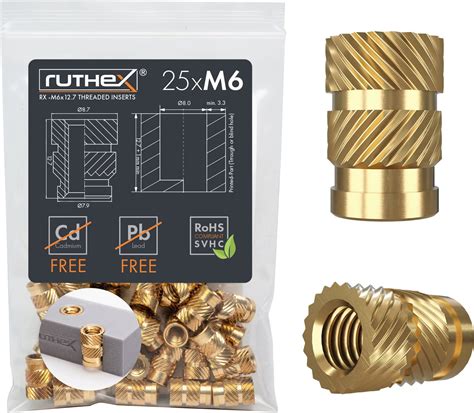 Ruthex Threaded Inserts M6 25 Pieces 3djake International