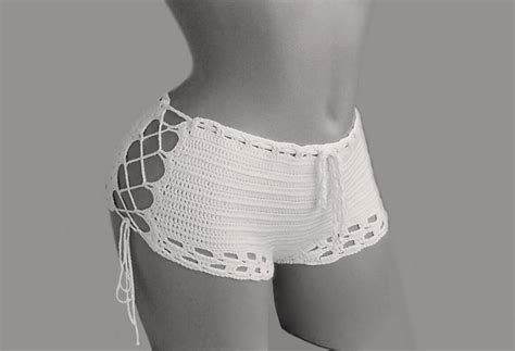 Crochet Lace Beach Shorts Crochet Bikini Shorts Sexy White Etsy