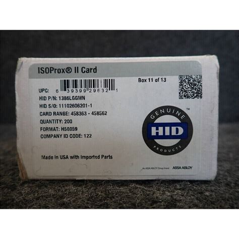 HID 1386 ISOProx II Proximity Access Card 1386LGGMN For Sale Online