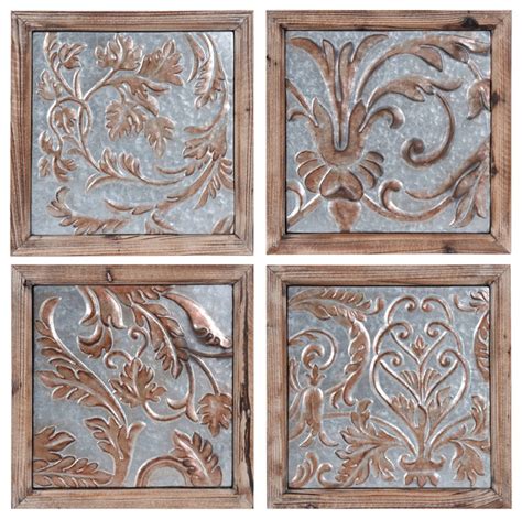 Galvanized Embossed Tin Panels, Set of 4 - Traditional - Wall Decor ...