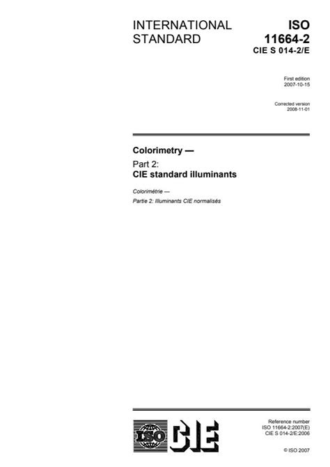 Iso Colorimetry Part Cie Standard Illuminants