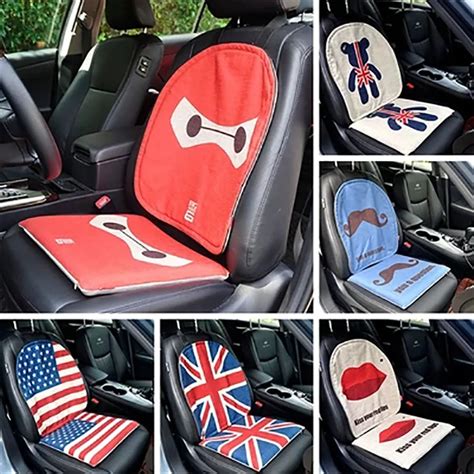 Cartoon Linen Car Seat Cushion Front Summer Cute Seats Protectors Auto