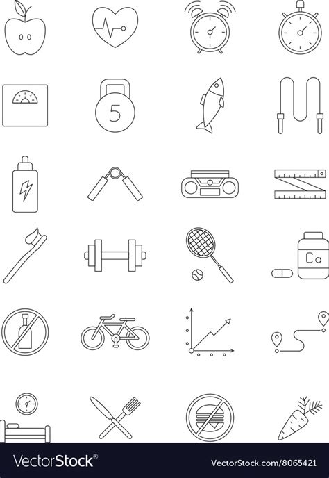 Black Fitness Icons Set Royalty Free Vector Image