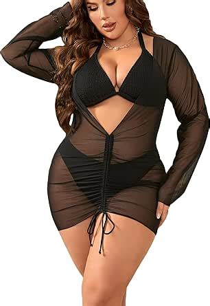 Amazon OYOANGLE Women S Plus Size 3 Pieces Bikini Set Solid High Waist Halter Triangle