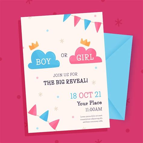 Free Vector Flat Design Gender Reveal Invitation Template