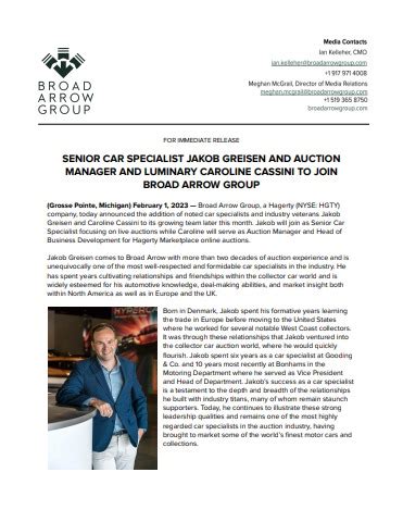 Broad Arrow Senior Car Specialist Jakob Greisen And Auction Manager