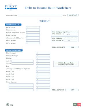 Debt To Income Ratio Complete With Ease Airslate Signnow