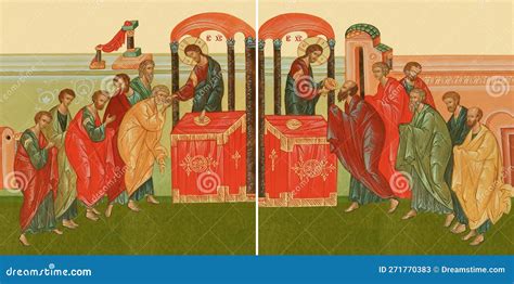 Orthodox Icon of the Eucharist. Communion of the Holy Apostles ...
