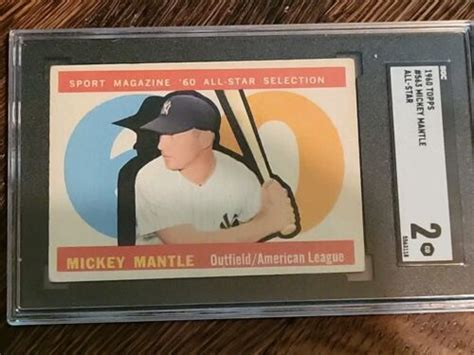 1960 Topps 563 MICKEY MANTLE All Star SGC 2 HOF Yankees Presents As