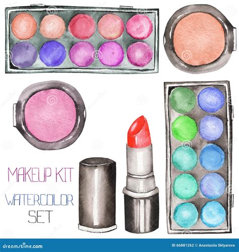 A Set With The Watercolor Makeup Tools Blusher Eyeshadow Lipstick