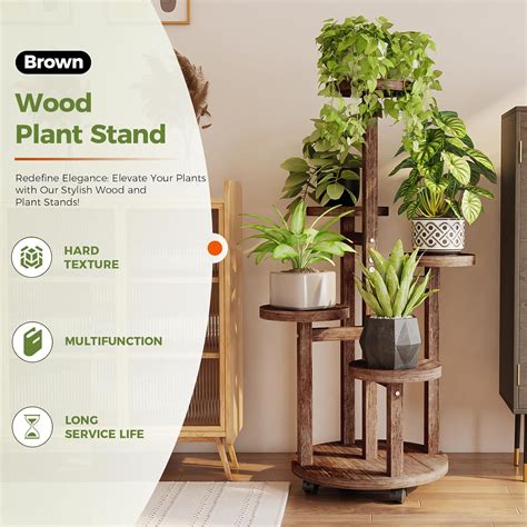 Bamworld Soporte Alto Para Plantas De 5 Niveles Para Interiores