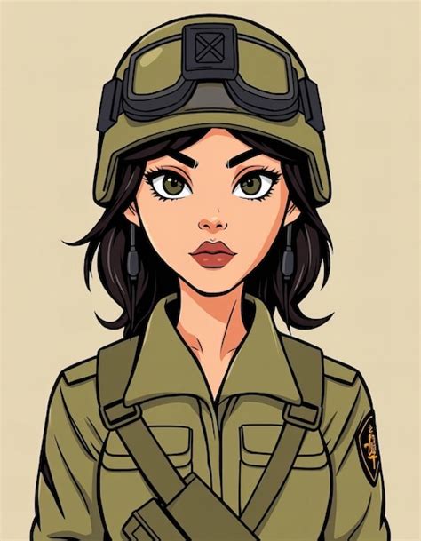 Una Chica De Dibujos Animados En Un Uniforme Militar Con Gafas De