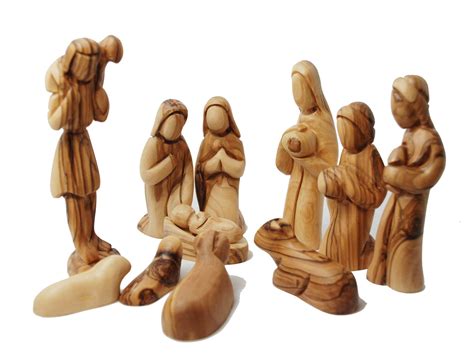 Unique Olive Wood Nativity Figures Hand Carved Scene Christmas Etsy