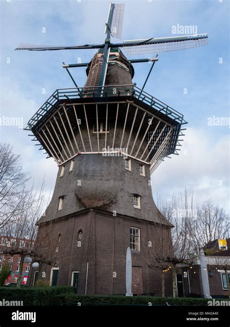 Windmill And Brewery Brouwerij T Ij Amsterdam Netherlands Stock