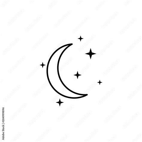 Crescent Moon And Star Outline