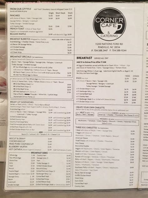 Menu at Corner Cafe and Catering, Pineville