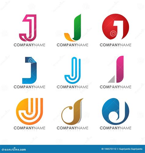 Modern Professional J Logo Design For Company Logo Set Stock Vector