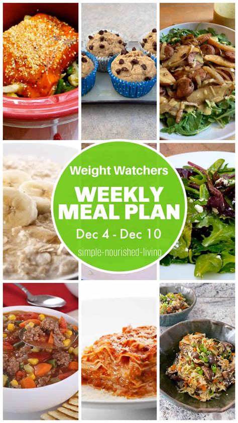 WeightWatchers Weekly Meal Plan Dec 4 Dec 10 Simple Nourished Living