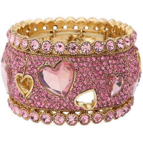 Betsey Johnson Iconic Pinkalicious Heart Wide Bangle Stretch Bracelet