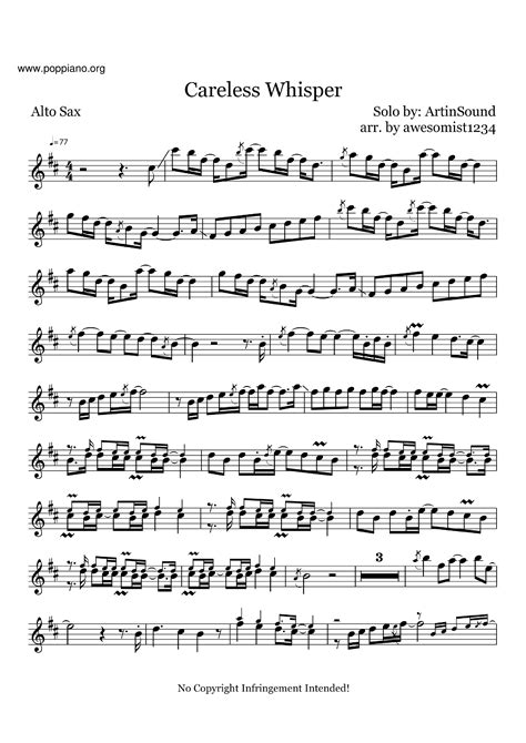 George Michael Careless Whisper Sax Score Pdf Free Score Download ★