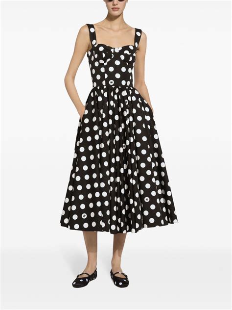 Dolce Gabbana Polka Dot Corset Midi Dress Black Farfetch