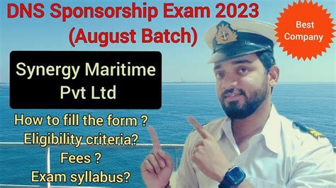 Synergy Maritime Dns Sponsorship Exam August Form Is Available