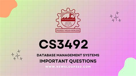 Cs Database Management Systems Important Questions News Loop