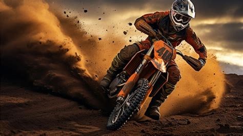 Premium Photo Motocross Rider On The Race Extreme Motocross