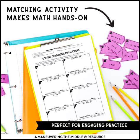 Solving Quadratic Equations Activity Bundle Algebra Maneuvering The