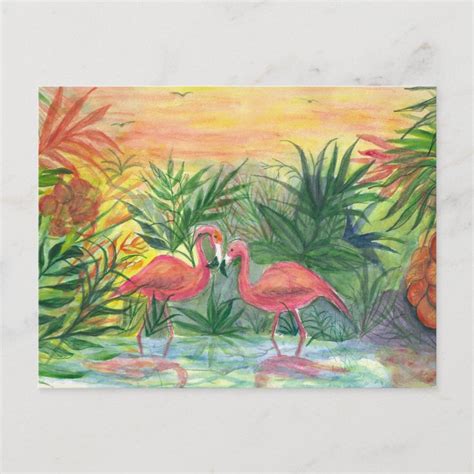 Pink Flamingos Florida Art Postcard Zazzle