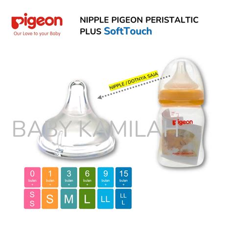 Jual Nipple Pigeon Wide Neck Nipple Pigeon Peristaltic Plus Softouch