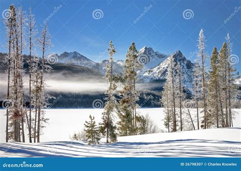 Winter Lake In Idaho Covered With Snow Stock Image Image Of Snow