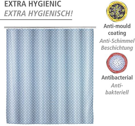 Wenko Tenda Doccia Antimuffa Cristal Poliestere Blu Bianco X Cm