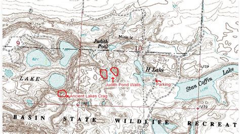 Map of Ancient Lakes climbing areas