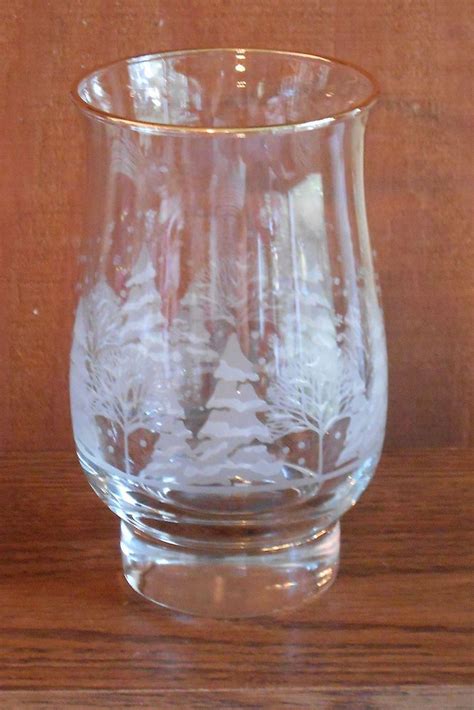 Arby S Frosted Etched Winter Scene Tulip Water Beverage Glasses Tumblers X4 Glasses Drinking