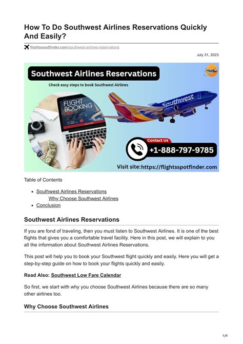 Ppt How To Do Southwest Airlines Reservations Quickly And Easily