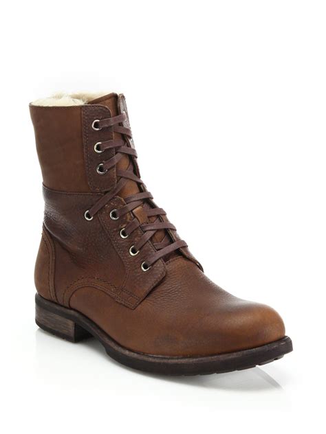 Ugg Larus Shearling Lined Leather Boots In Brown For Men Lyst