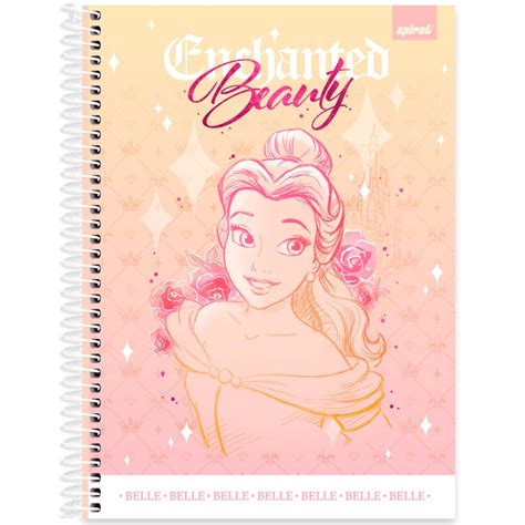 Caderno Universitário Capa Dura 1X1 80 Folhas Disney Princesas Bela