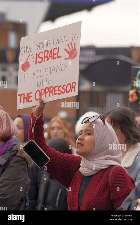 Muslim Female Protesters At The Pro Palestine March In Cardiff City