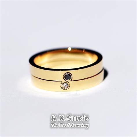 HX Jewelry Yin Yang Diamond Ring Set In Solid 18k Etsy UK