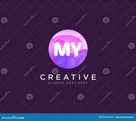 My Initial Logo With Colorful Circle Template Vector Stock Vector