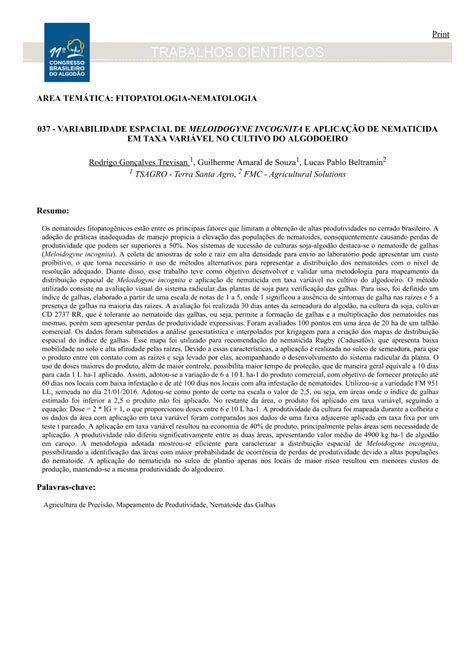 Pdf Variabilidade Espacial De Meloidogyne Incognita E Aplicação De