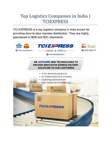 PPT Top Logistics Companies In India TCIEXPRESS PowerPoint