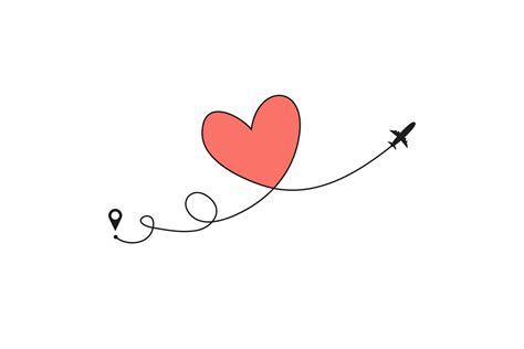 Plane And Its Track In The Shape Of A Heart On White Background Vector