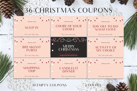 Printable Christmas Coupon Book For Her 10 Empty Editable