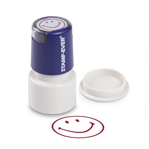 Stamp Ever Smiley Face Stamp Pre Inked Red Ink Impression Size 3