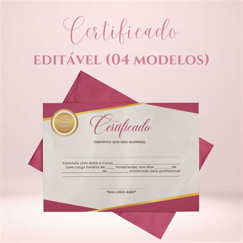 CERTIFICADO EDITÁVEL 04 MODELOS Brenda Alves Rodovalho Hotmart